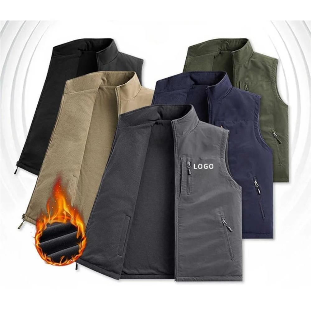 Autumn Winter Thickened fleece double-sided vest Men's Vest Jacket Warm Outerwear slim fit Jacket Casual Style Daily