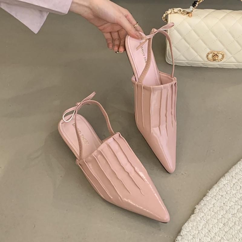 

Мода Bailamos 2025 Весна Новый Бренд Женские Сандалии Мода Острый Носок Неглубокие Слипоны Женские Туфли Слингбэки Низкий Клиновидный Каблук Мюли 39 розовый