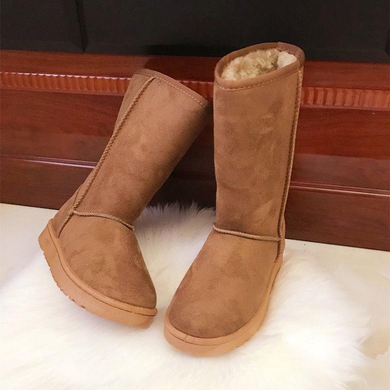 Fashion Winter Flat Round Toe Mid Calf Snow Boots for Women Fashion 2025 Comfortable and Elegant on Offer Padded Trend Lamb Woman Shoes