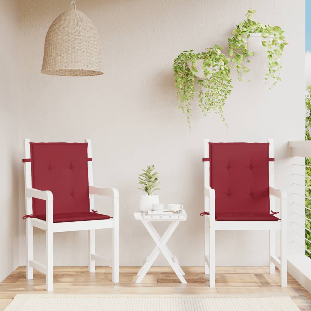 Low Back Garden Chair Cushions 2 pcs Burgundy 100 x 50 x 3 cm