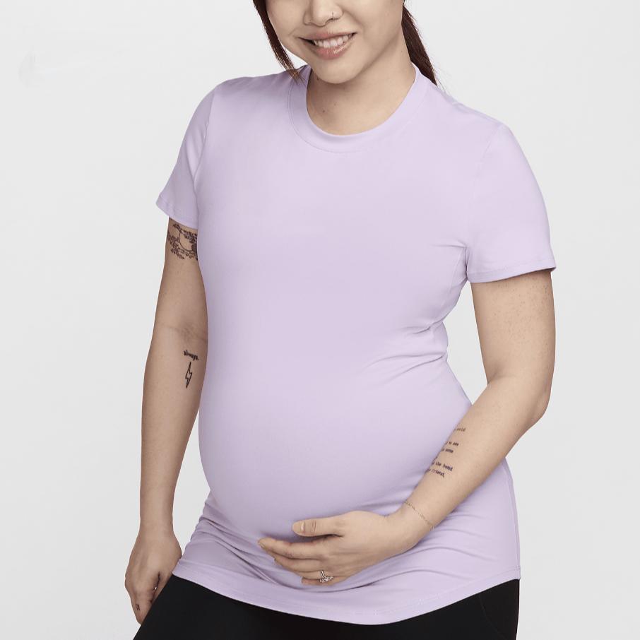 Nike Dri-Fit One Solid Color Round Neck Pullover Quick-Dry Short Sleeve T-Shirt Women T-Shirts Lilac-Red FN5002-512