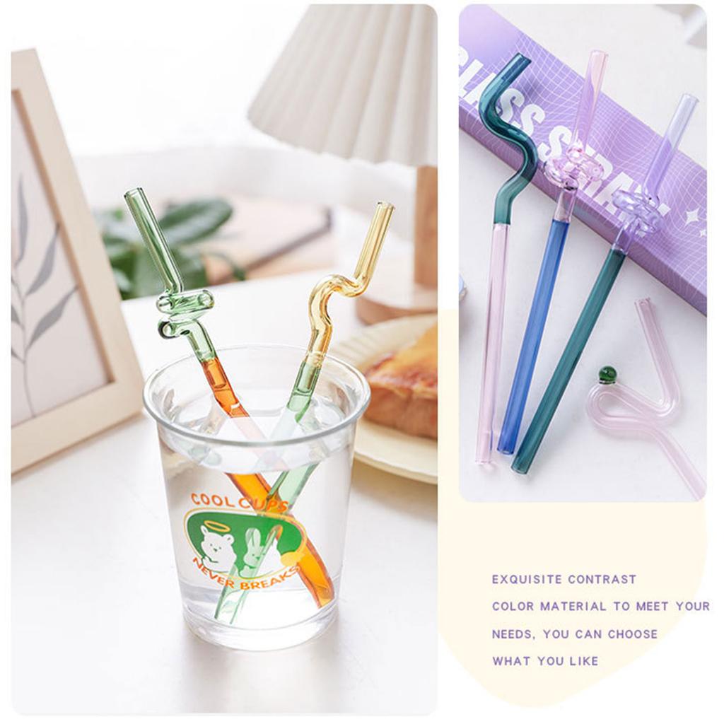Colorful Glass Straws Reusable Drinking Straw Spiral Shape Easy to Use Clean for Milkshake Juice Cocktail Hot Chocolate