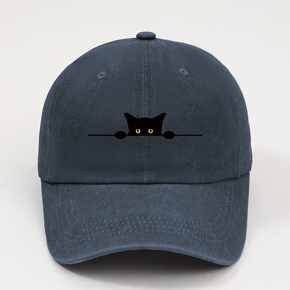 cute black cat printed baseball cap for Unisex and Women washable casual outdoor caps breathable for summer student sun hat