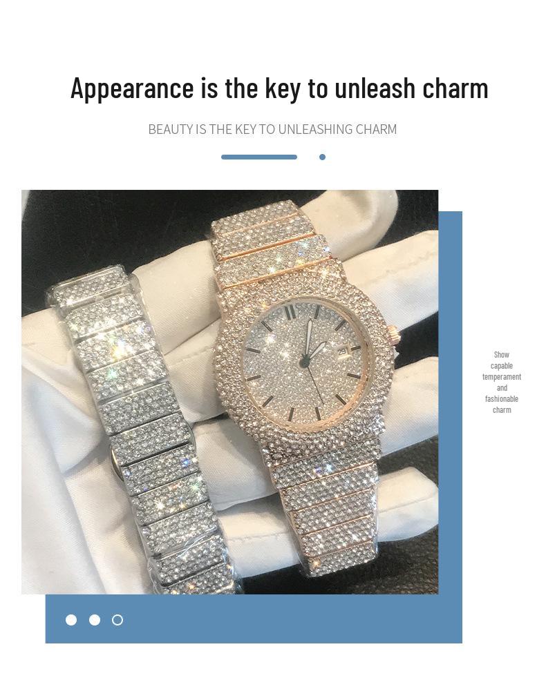 Orologio al Quarzo di Lusso 2026 Full Star: Stile Hip Hop con Intarsio di Diamanti e Cinturino in Acciaio per Uomini e Donne