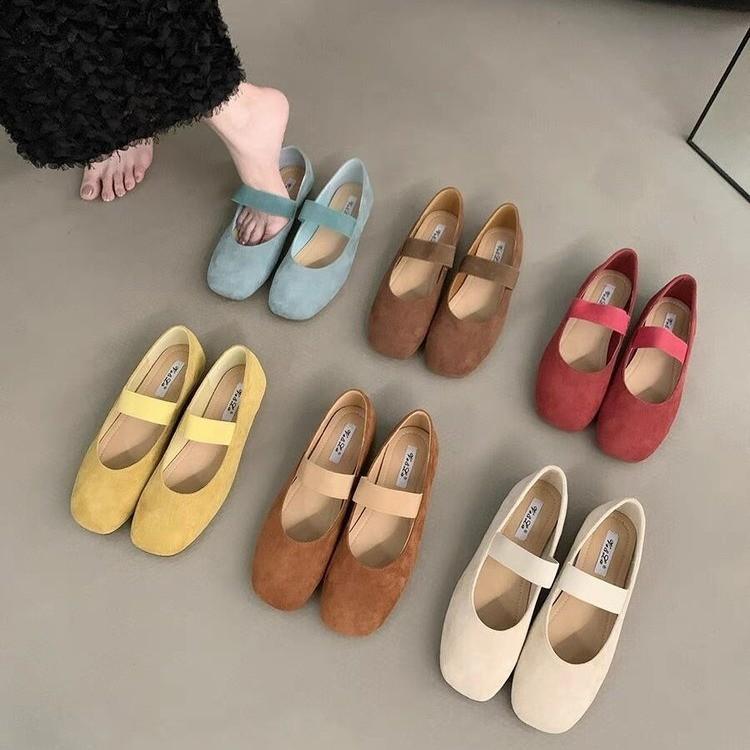 2025 Four Seasons New Fashion Versatile Flat Bottom Square Head Mary Jane Single Shoes Women's Shoes Soft Sole Versatile Doudou Shoes