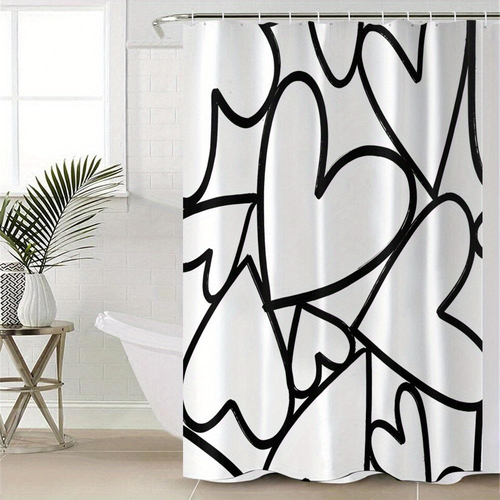 

Water-Resistant Cartoon Heart Shower Curtain - Polyester, Machine Washable, Animal Theme, Includes Hooks, All-Season Use W90XH180cm