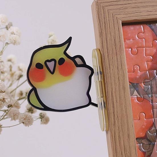 2Pcs Skateboarding Parrot Fridge Magnet Acrylic Cartoon Bird Magnetic Refrigerator Accessories Memo Note Photo Holder Decoration