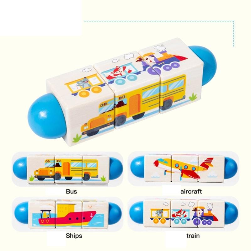 Educational Wooden Sensory Puzzle Block Toy With Rotating Design Early Learning Puzzle Block For Toddler Motor Skill
