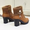 Large Size Fashion Boots Women Wear Winter New Rhinestone Wool Mouth Versatile Fashion Boots Women