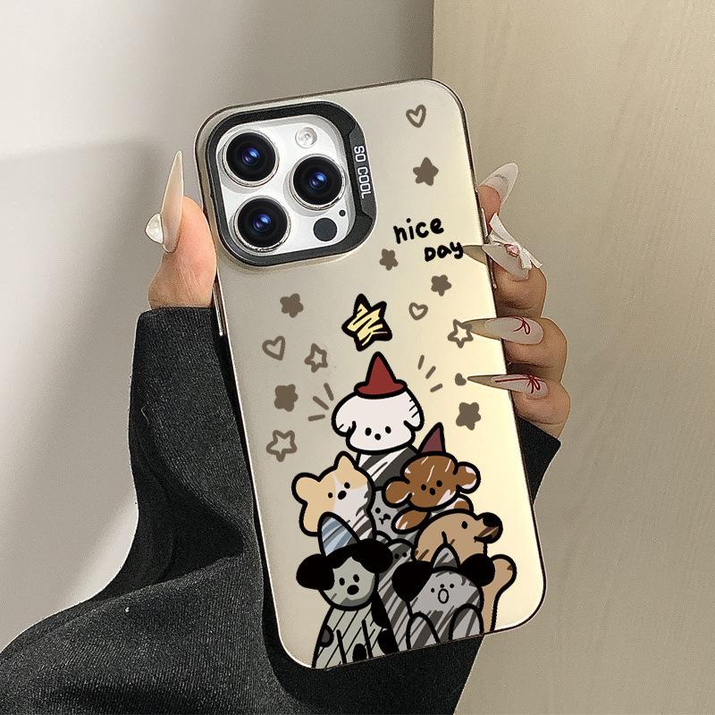Colorful Silver Star Animal iPhone 16 Pro Max iPhone 18 Phone Case 14IMD Cartoon Anime 13/12 Case