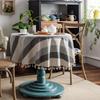 Cotton Woven Stripe Tablecloth With Tassel Trim Round 150cm Decorative Dining Table Cover American Style