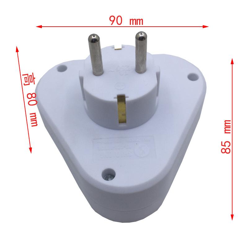 16A European Standard 3-in-1 Plug Adapter, German Type F Cordless Wall Outlet Expander with 4.8mm Pins