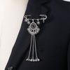 Bohemian Rhinestone Flower Tassel Brooch for Women - Exotic Style Suit Coat Pin