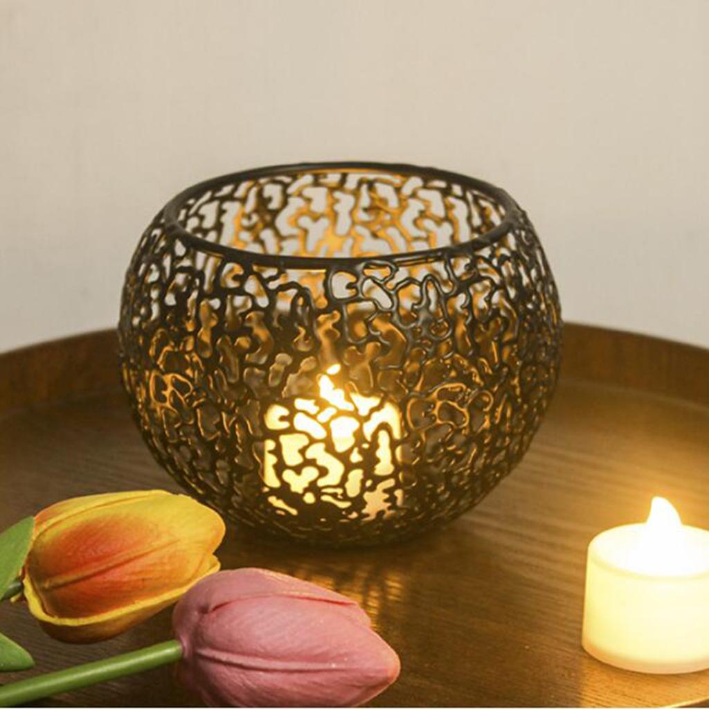 Porte-bougie chauffe-plat Votif Romantique Géométrique en Fer Candélabre pour Salon Chambre Bar Décoration Mariage Saint-Valentin