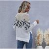 Leopard Gedruckt Frauen Pullover Casual Herbst Winter Knitted Schwarz Weiß Patchwork Langarm Lose Pullover