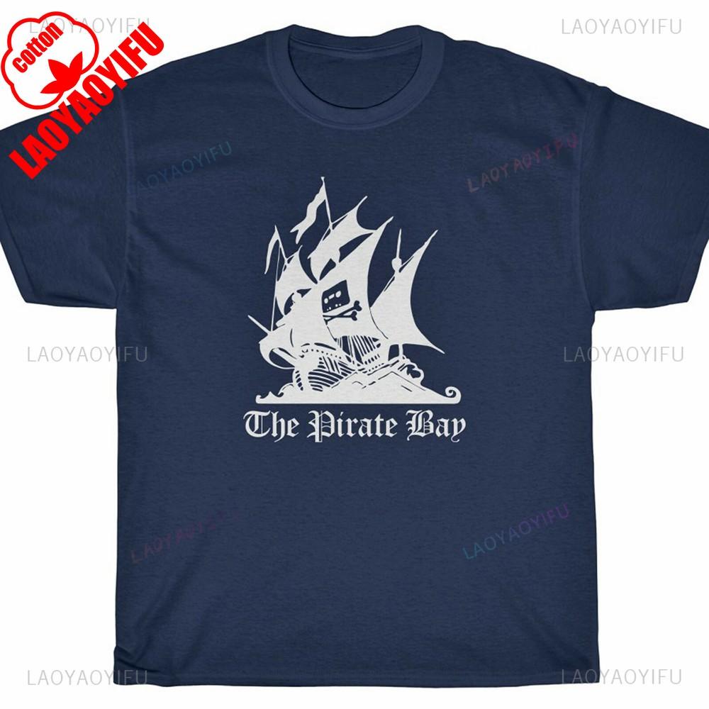 THE PIRATE BAY Ship Rargb Piracy Printed T Shirt Tops The Pattern of A Drifting Pirate Ship Tops Tee Shirt Unisex Cotton Tee