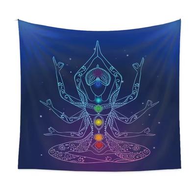Sieben Chakra Wandbehang Indische Buddha Statue Meditations Wandbehang Mandala Wandbehang Hexerei Bohemian Hippie Heimdekoration Yoga