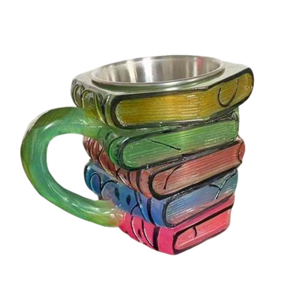 Handmade Resin Book Shaped Coffee Mug 3D Painted Colorful Novelty Drink Cup Creative Perfect Drinkware for Gift and Daily Use