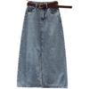 Damen Geteilter Jeansrock Halblang Damen Mittellang Hohe Taille Schmaler Wickelrock Mit Hüfte Übergröße