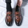 Fashion Crocodile Pattern Leather Loafers Luxury Men's Business Shoes Black Dress Slip-On Moccasins Party Career Shoes Plus Size 38-46
