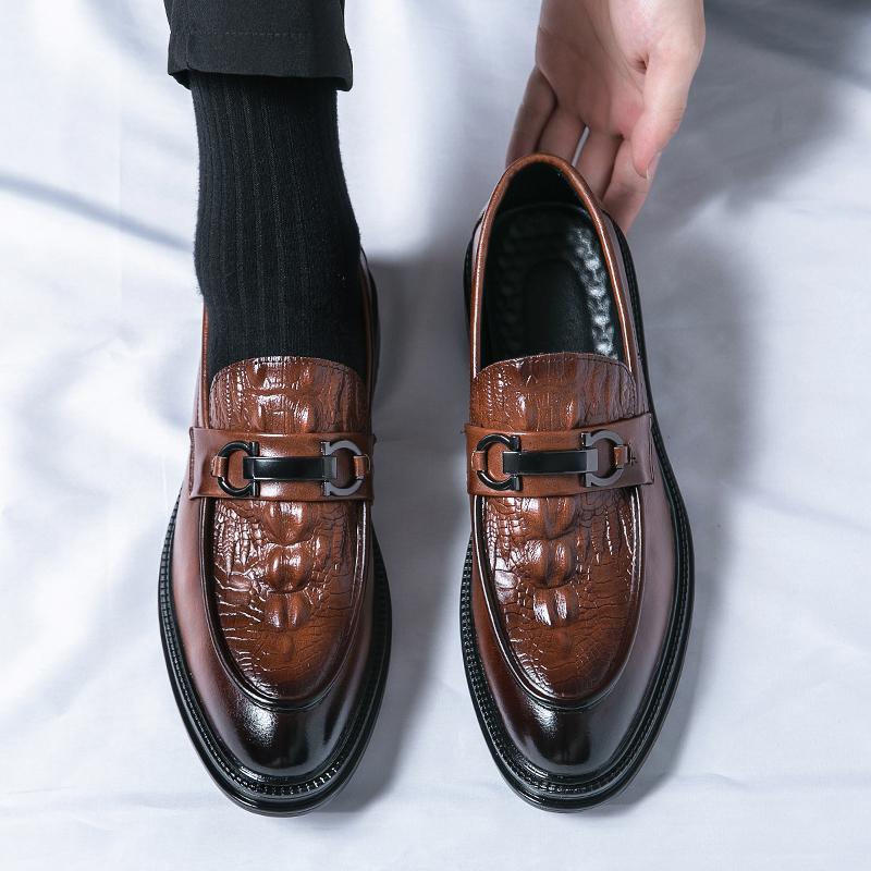Fashion Crocodile Pattern Leather Loafers Luxury Men's Business Shoes Black Dress Slip-On Moccasins Party Career Shoes Plus Size 38-46