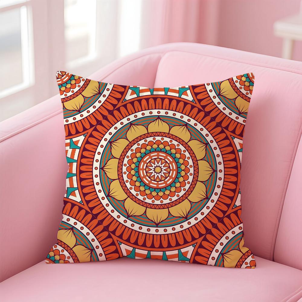 The Splendid Mandala Flower Design Cushion Cover Pillow Case Soft Skin Friendly Fabric Concealed Zipper