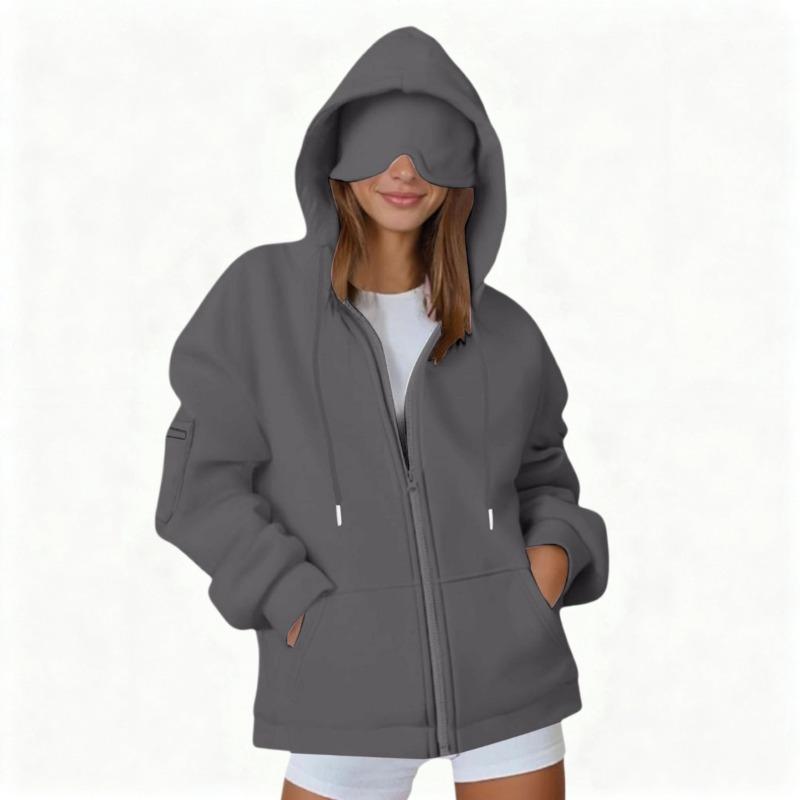 New Solid-color Loose Hooded Zipper Cardigan Hoodie for Autumn and Winter