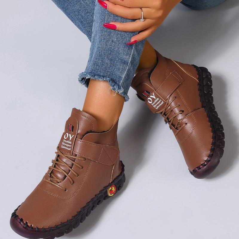 New Women Boots Comfortable Flat Ankle Boots Luxury Casual Thickened Warm Shoes Fashion Handmade Cotton Shoes Women 36-43
