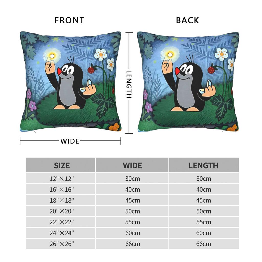 Pillfodral med den lilla mullvaden Kawaii-kuddfodral Bekväma kuddfodral för vardagsrummets soffa