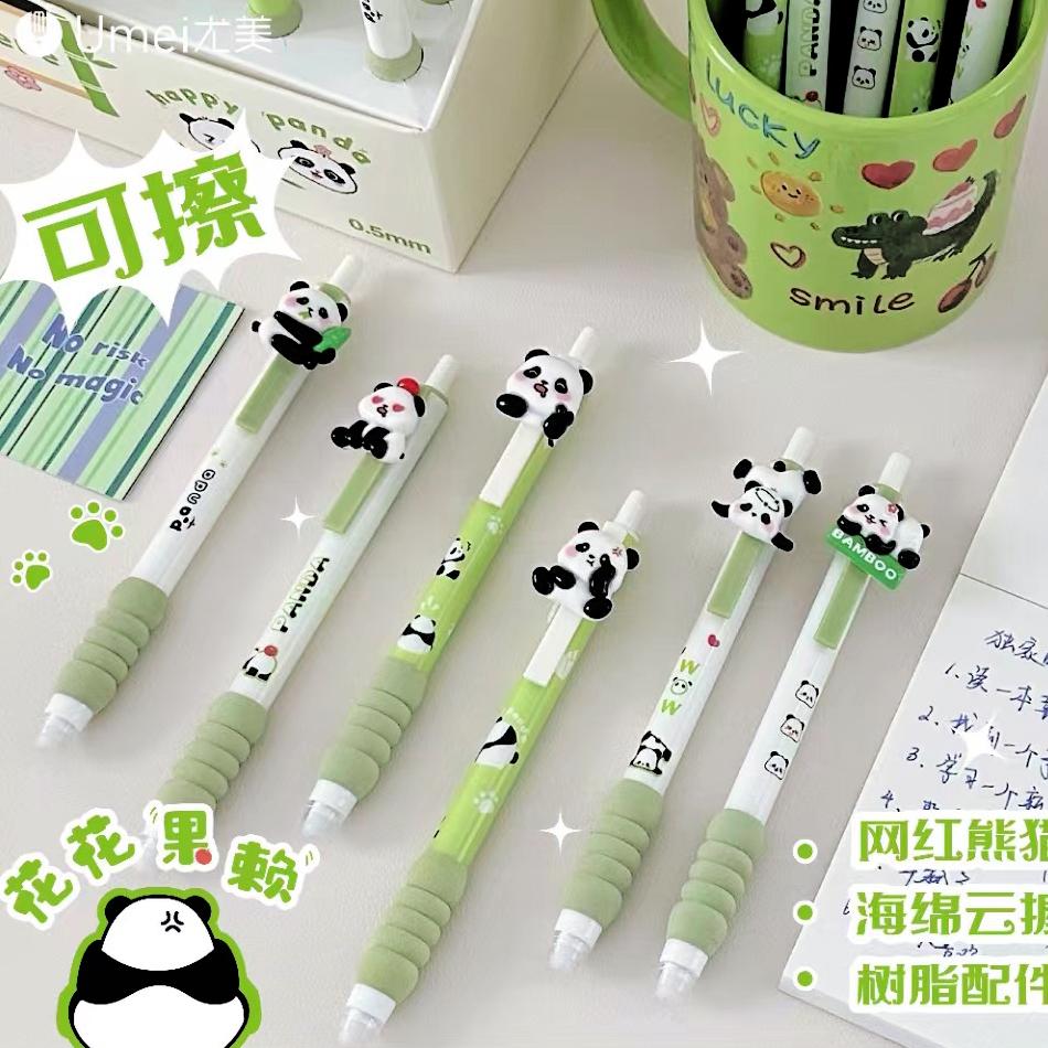 Panda Erasable Gel Pen Set 0.5mm Blue Friction pen for writing School Office supplies Kawaii Cute Korean Stationery