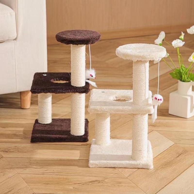 3-Layers Cats Toys Scratching Post Sisal Rope Three Pillars For Kitten Grind Claw Cat Climbing Frame Posts Pet Furniture