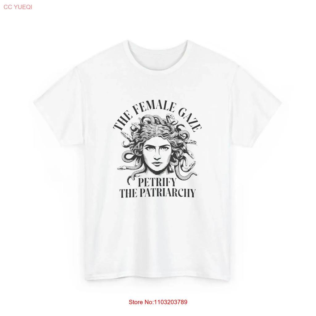 Der weibliche Blick versteinert das Patriarchat T-Shirt Bequem Lustig Vintage Grafik Dehnbar Weich Stilvoll Leicht