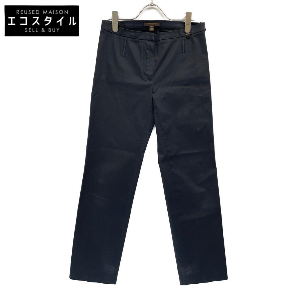 Louis Vuitton Cotton X Polyurethane Zip Fly Tapered Pants Bottoms 34 blackUsed