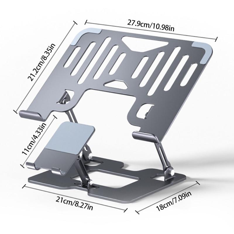 Double Use Portable Aluminum Laptops Risers Stand With Ventilated Base And AntiSlip Pad Fit For 10-17.3Inch Computers