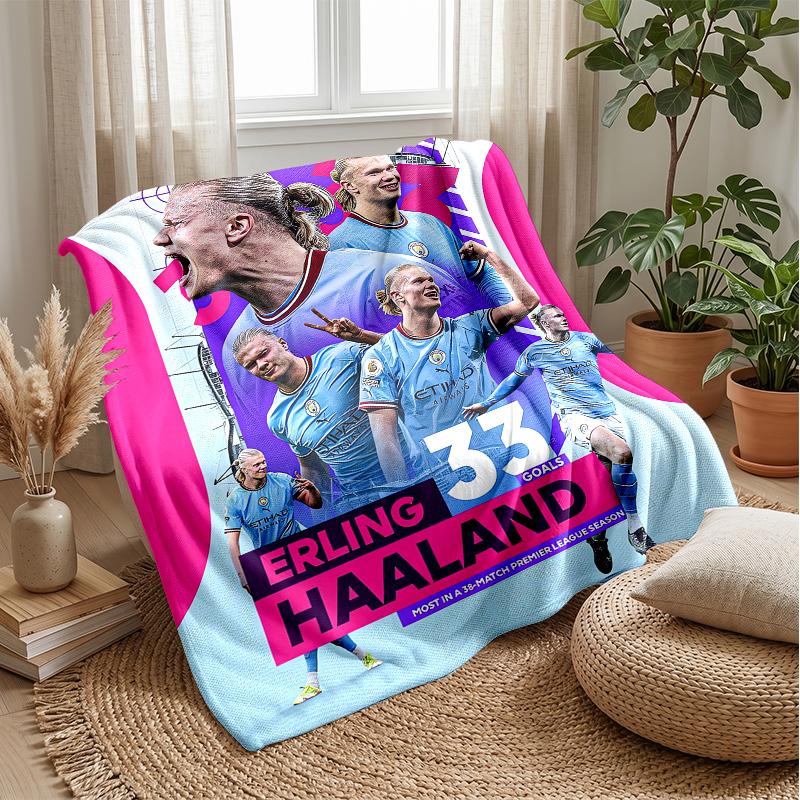 Erling Haaland Theme blanket Soft Flannel Blanket Plush Throw Blanket Cozy Sofa Bed Blanket for Home Decor