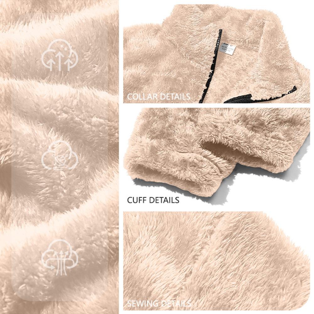 Herren Polarfleecejacke für Winter Einfarbig Stehkragen Langarm Reißverschlussfliege Mantel Lockere Passform Herren Oberbekleidung mit Taschen