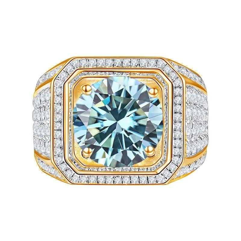 Bague Ringen Súprava zo sterlingového striebra S925 s 2CT moissanitom Nový kreatívny dominantný pánsky hviezdicový prsteň