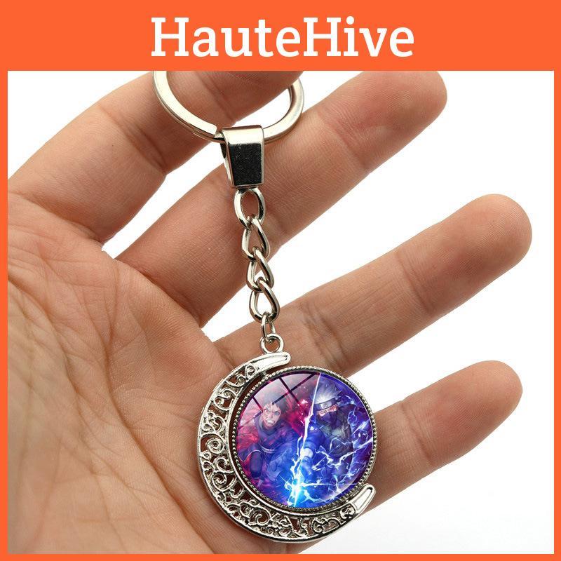 Naruto Keychain Anime Merchandise Double-sided Spinning Metal Key Ring Gift