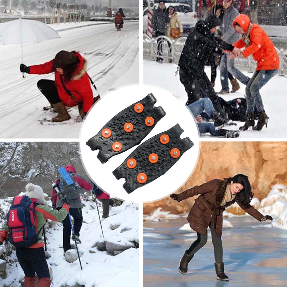 1Pairs 5-Stud Climbing Crampons Durable Anti Slip Mountaineering Cleats Unisex Snow Claw Shoe Covers Outdoor Chain Shoe Spikes