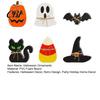 Tiered Tray Halloween Set 6Pcs Decor, Ghost Black Cat Mummy Figurines, Pumpkin Witch Decorations Hat Bat Wooden Ornaments for Shelf Table, Party