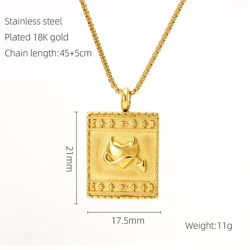 

Новая подвеска с узором из нержавеющей стали с золотым покрытием, простая атмосфера, американское ретро, уличный хип-хоп ожерелье 18K