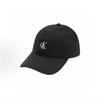 Calvin Klein  Mini Monogram Cotton Twill Baseball Cap, Small Contrast CK Logo Embroidery Curved Brim Solid Black Minimal Casual Sun Hat 4G5002G-001