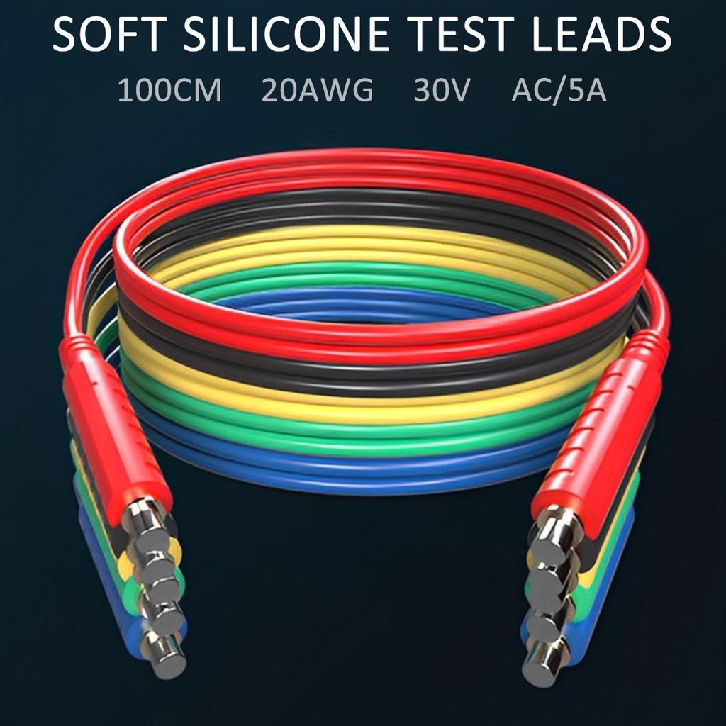 6Pcs Magnetic Test Leads 30V AC/5A 20AWG Professional Low Voltage Magnetic Jumper Silicone Flexible Jumper for Switches