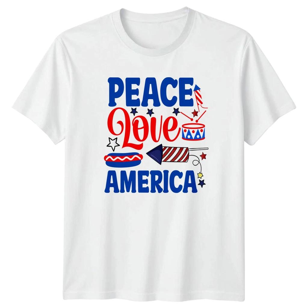 Peace Love America Fourth Of July Holidays Men Women Unisex Graphic Tee