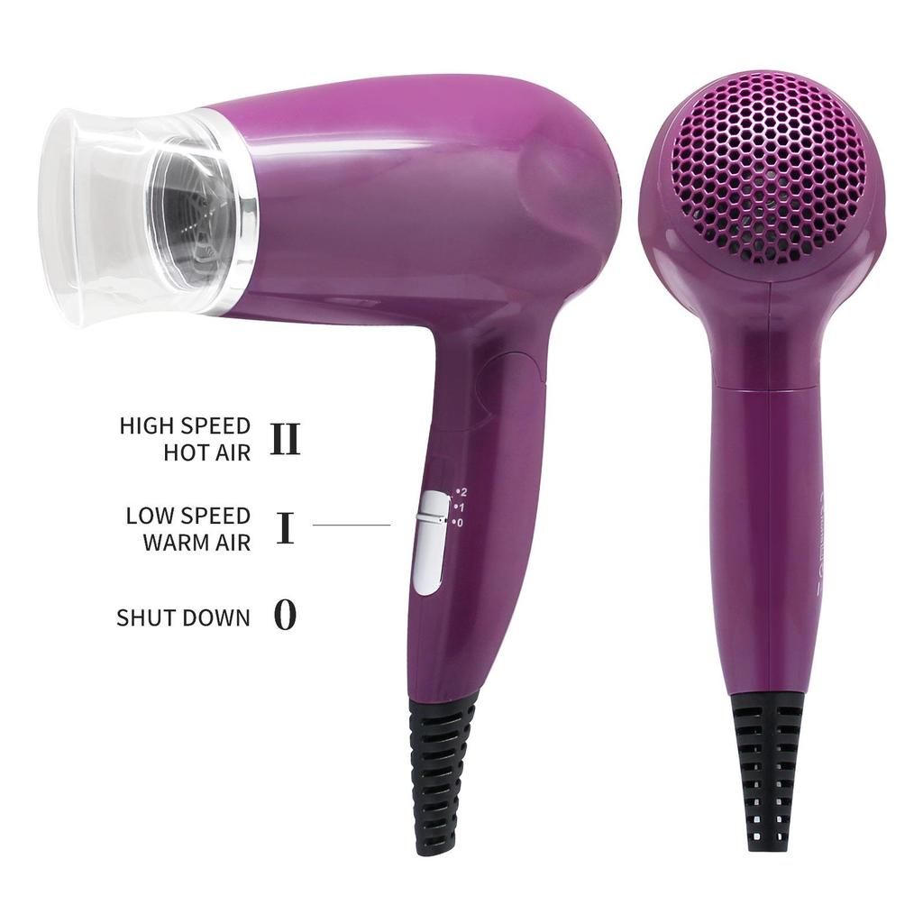 Guangba Portable Foldable Low-Power Hair Dryer with Negative Ion Technology - Gentle on Hair