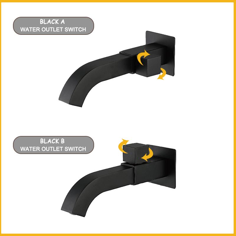 Rubinetto per Lavabo Quadrato da Parete per Bagno Oro Spazzolato Monoforo Freddo Ottone Rubinetto per Lavabo da Balcone Pozzetto per Mocio Cromo Nero Grigio