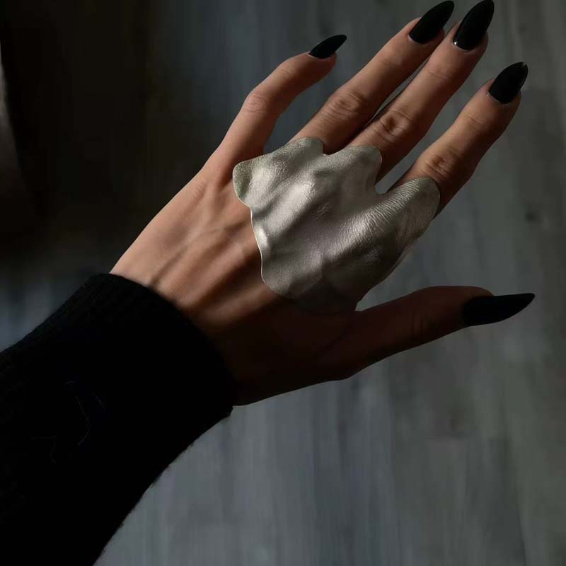 2026 New Artistic Irregular Texture Knuckle Ring Set Silver Hip-Hop Style Niche Full Finger Rings for Men And Women