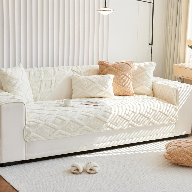 Sofa Cushion Thickened Fleece Cushion Autumn and Winter New Non-Slip Cover Cloth Shu Cotton Velvet Coral Velvet Sofa Cover