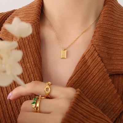 Fashion Commuting Versatile Trendy Oval Brand Square Brand Pendant Necklace Niche Design