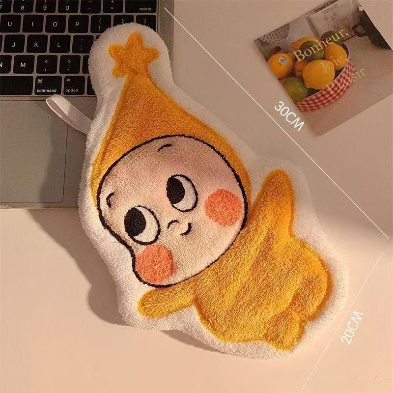 Cartoon Star Coral Fleece Hand Towel - Thick, Absorbent, and Hangable for Kitchen or Bathroom Regular